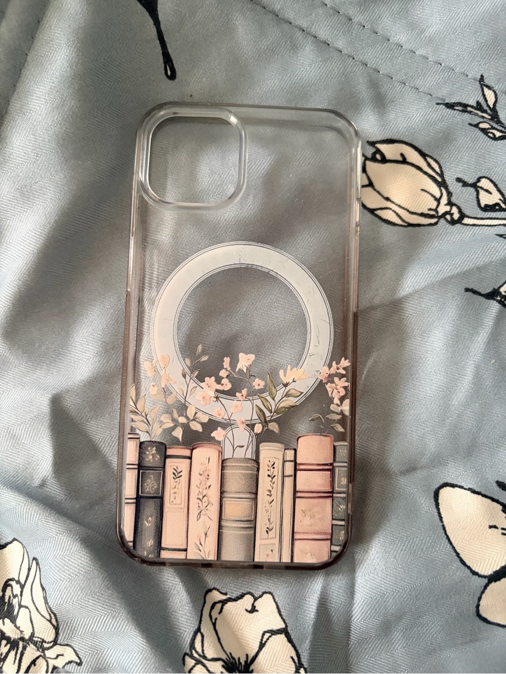 Clear Floral Bookshelf iPhone Case with MagSafe - iPhone 13